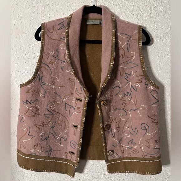Ivy Wool Blend Embroidered Vest size medium - Picture 1 of 4